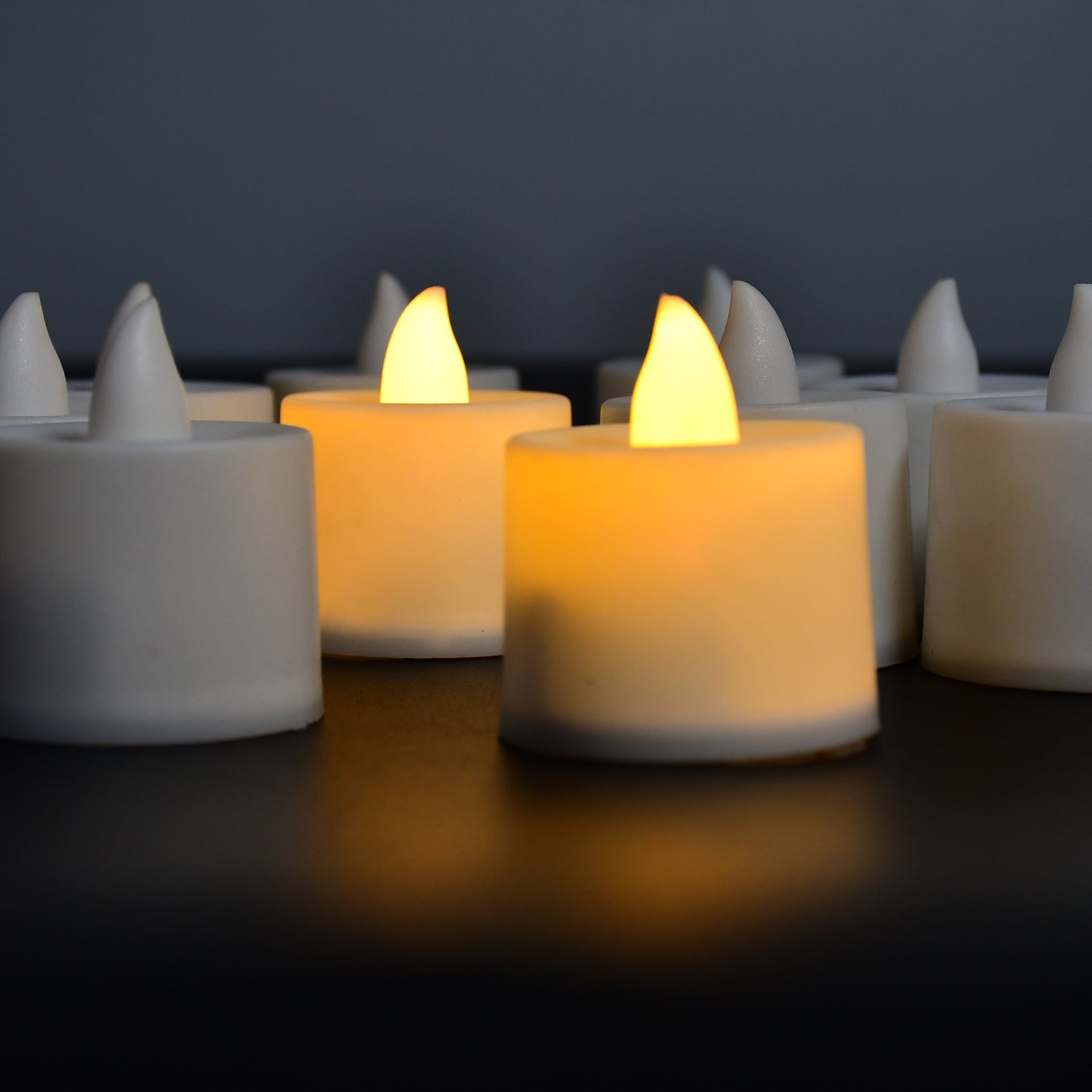 6283 Festival Decorative - LED Yellow Tealight Candles (White, 10 Pcs) With Container DeoDap 6283 Festival Decorative - LED Yellow Tealight Candles (White, 10 Pcs) With Container DeoDap